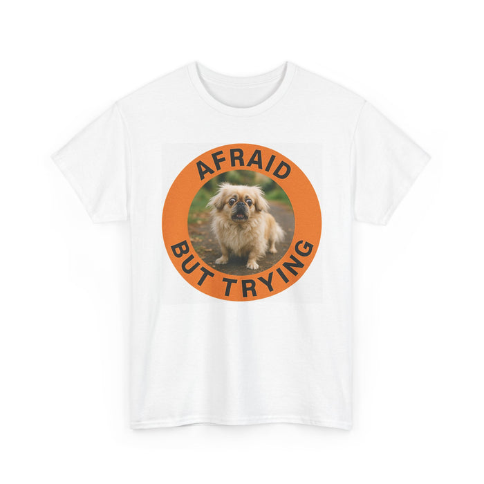 Pekingese Afraid But Trying Tee - Cute Motivational Porg Shirt