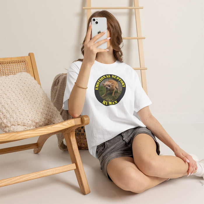 Emotional Support Human T‑Shirt — Funny Rescue Dog Badge Tee