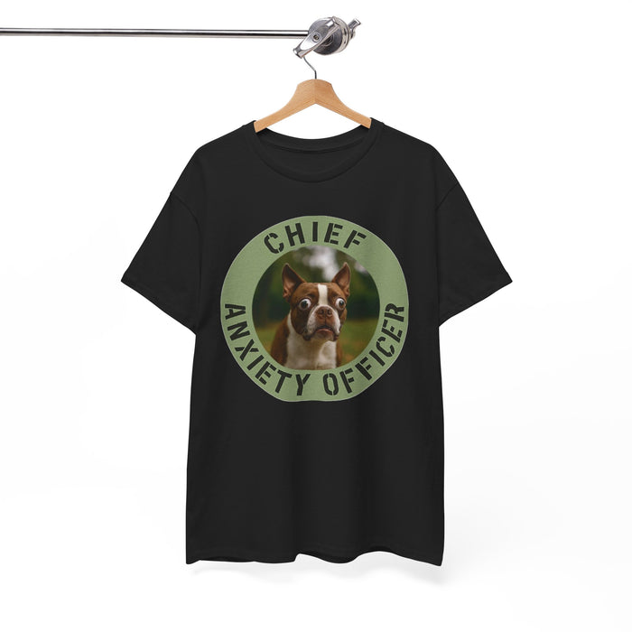 Chief Anxiety Officer Dog T-Shirt — Funny Boston Terrier Pet Tee