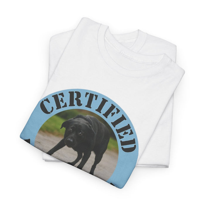T-Shirt — "Certified Velcro Dog" Graphic Tee (Funny Dog Lover Shirt)
