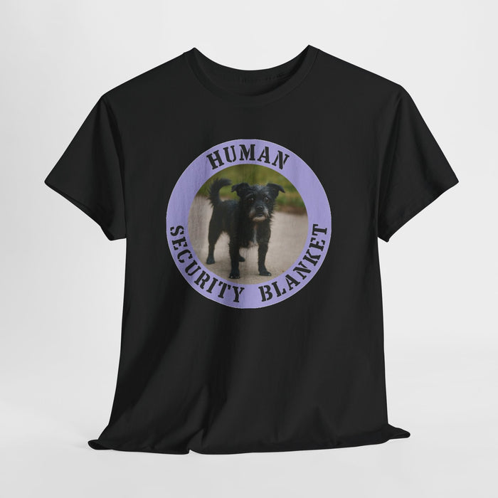 Human Security Blanket T-Shirt — Cute Black Dog Graphic Tee
