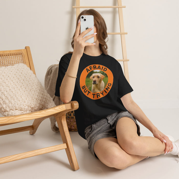 Labrador retriever Afraid But Trying Dog Tee – Cute Motivational Graphic T-Shirt