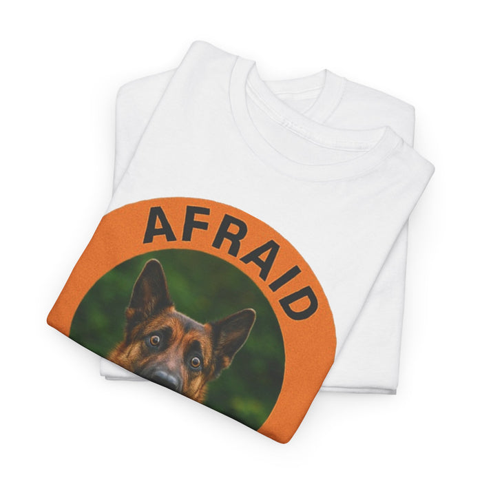 German Shepherd Afraid But Trying Tee — Motivational Dog Graphic T-Shirt