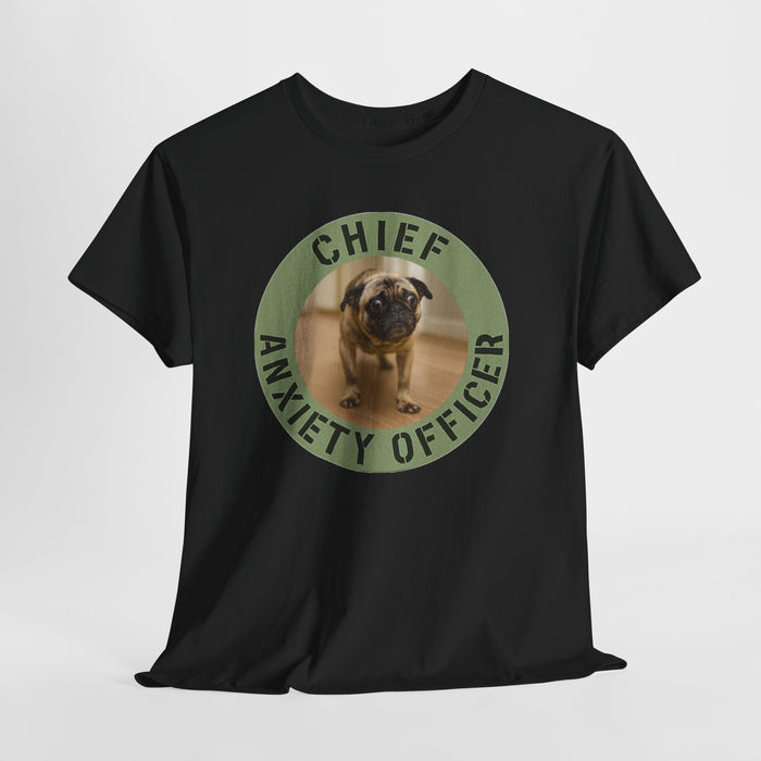 T-Shirt — "Chief Anxiety Officer" Funny Pug Tee
