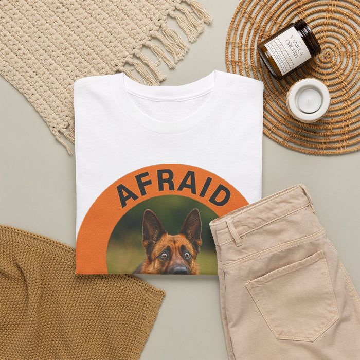 Afraid But Trying Tee — Motivational German Shepherd T‑Shirt