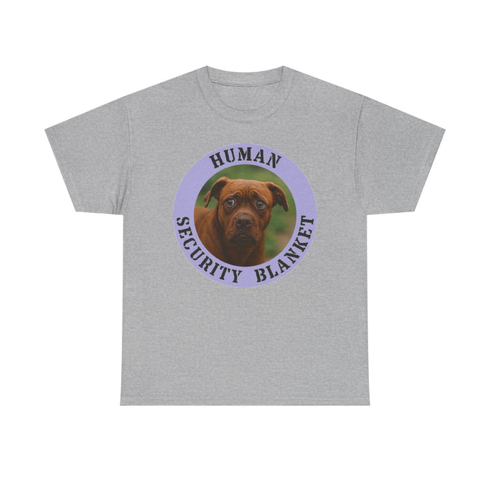 Pit Bull Dog “Human Security Blanket” T-Shirt — Cute Boxer Pup Graphic Tee