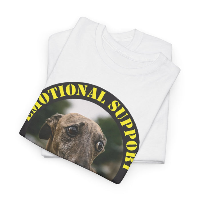Emotional Support Human Tee — Cute Greyhound Photo Graphic Shirt