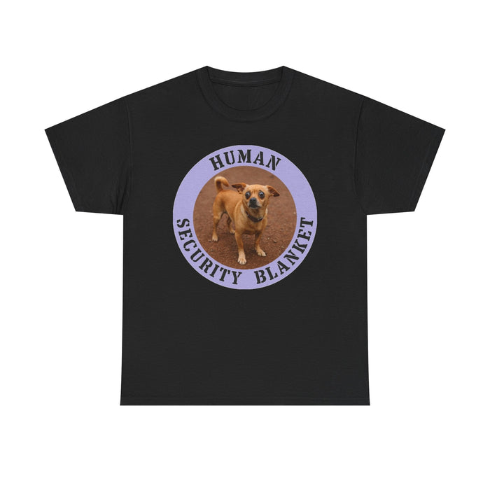 Human Security Blanket T‑Shirt — Cute Dog Photo Tee