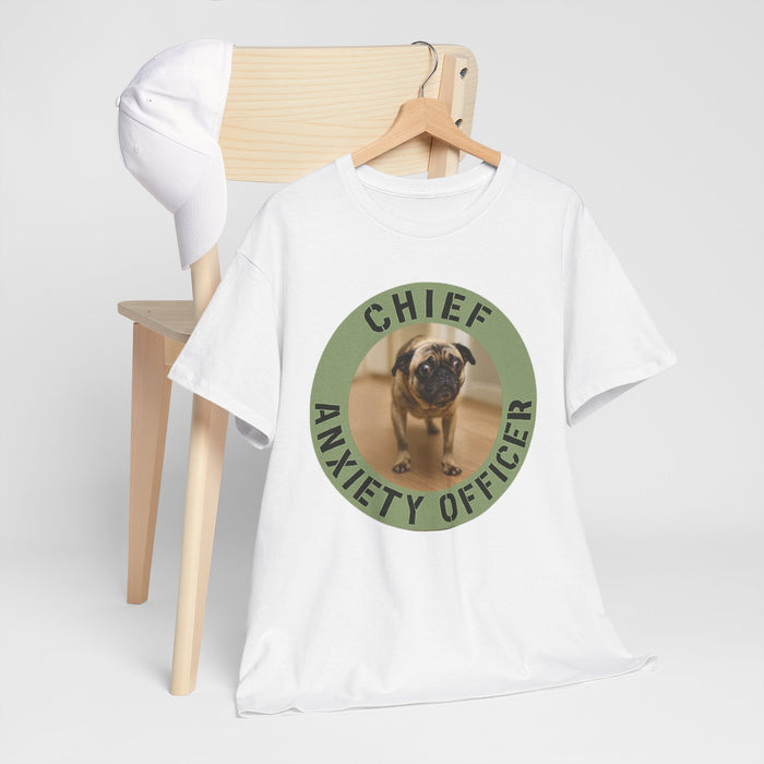 T-Shirt — "Chief Anxiety Officer" Funny Pug Tee