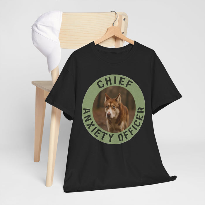 Chief Anxiety Officer T-Shirt — Funny Dog Graphic Tee for Dog Lovers & Anxious Humor