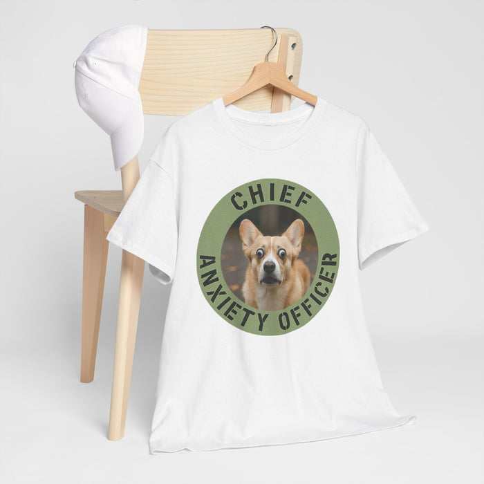 Chief Anxiety Officer T-Shirt — Funny Corgi Pet Tee for Dog Lovers