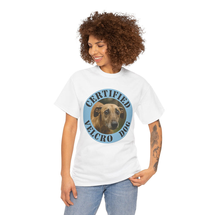 T-Shirt — "Certified Velcro Dog" Graphic Tee (Funny Dog Lover Shirt)