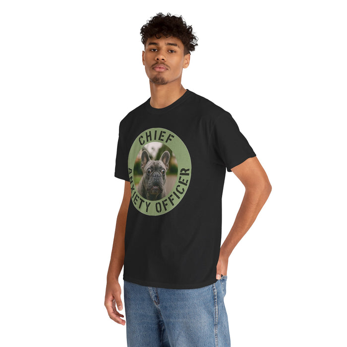 Chief Anxiety Officer Dog T-Shirt — Funny French Bulldog Tee for Dog Lovers