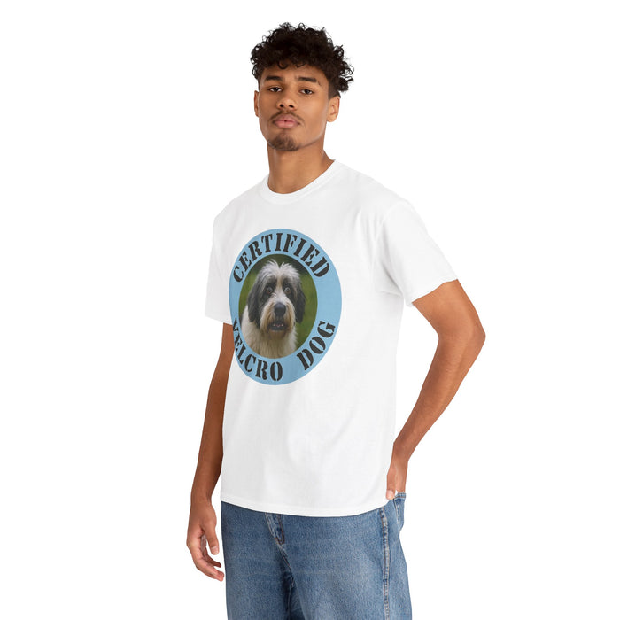 Old English Sheepdog Certified Velcro Dog T‑Shirt — Funny Pet Lover Tee