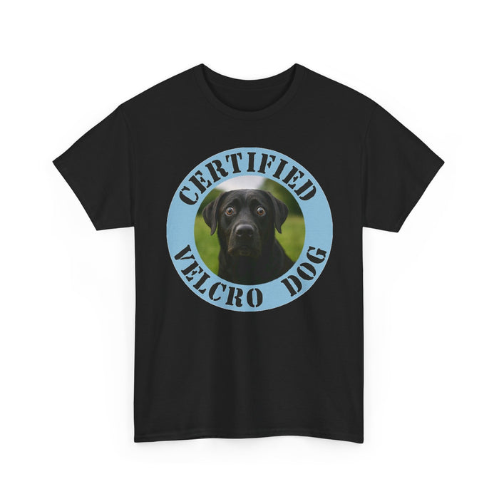 Labrador retriever Certified Velcro Dog T‑Shirt — Funny Black Lab Pet Owner Tee