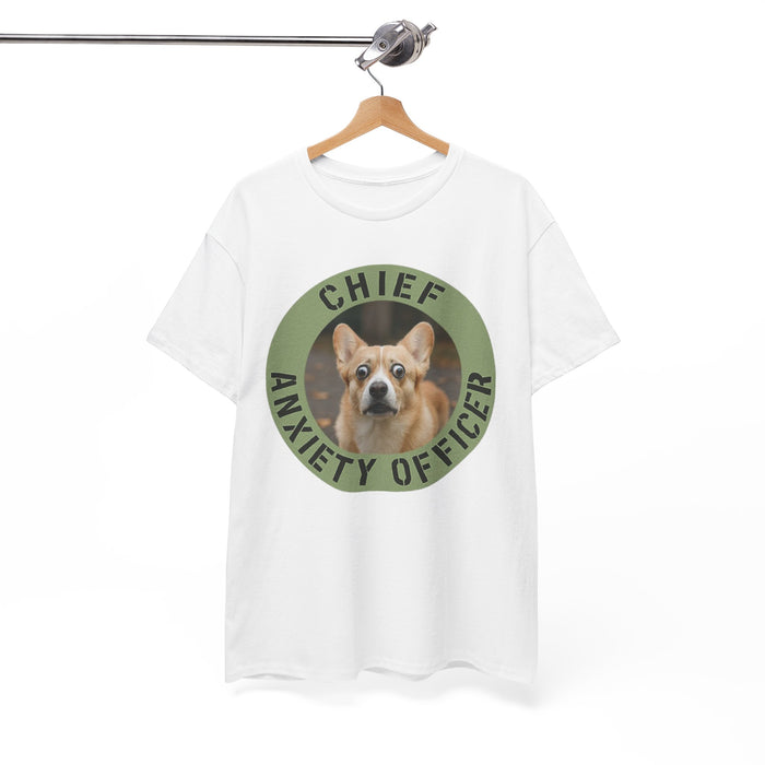 Chief Anxiety Officer T-Shirt — Funny Corgi Pet Tee for Dog Lovers