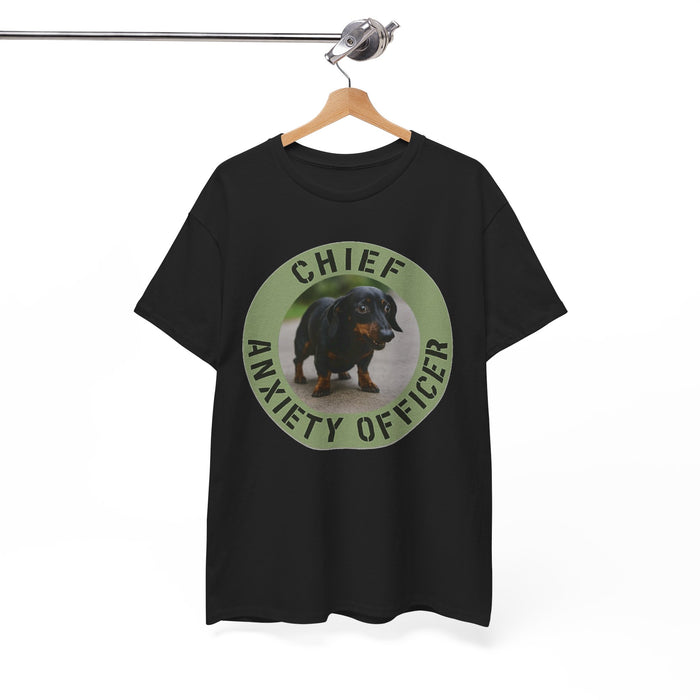 Chief Anxiety Officer T-Shirt — Cute Dachshund Pet Humor Tee