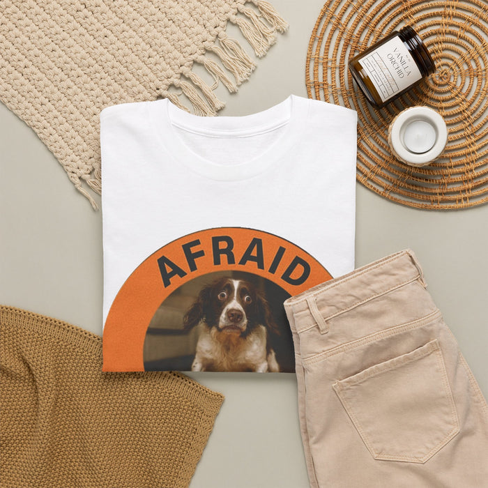Afraid But Trying Tee — Cute Motivational Dog Graphic T‑Shirt