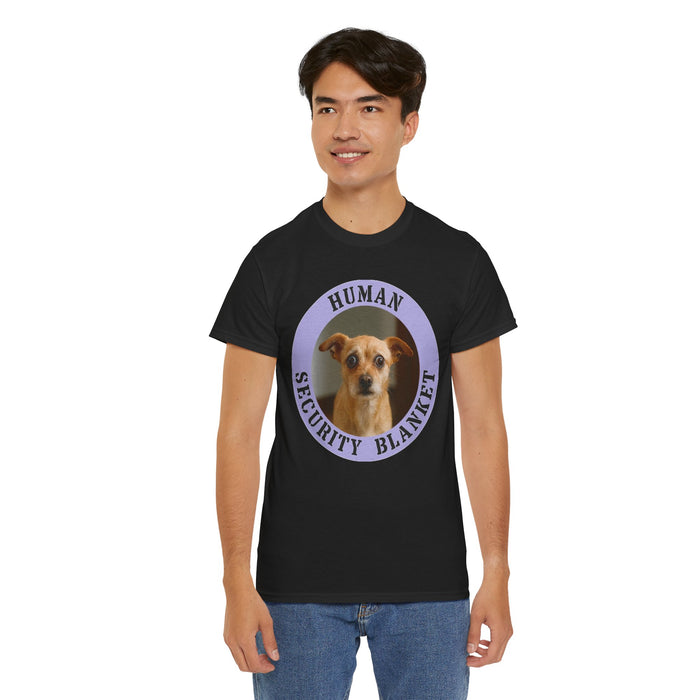 Human Security Blanket T-Shirt — Cute Dog Photo Graphic Tee