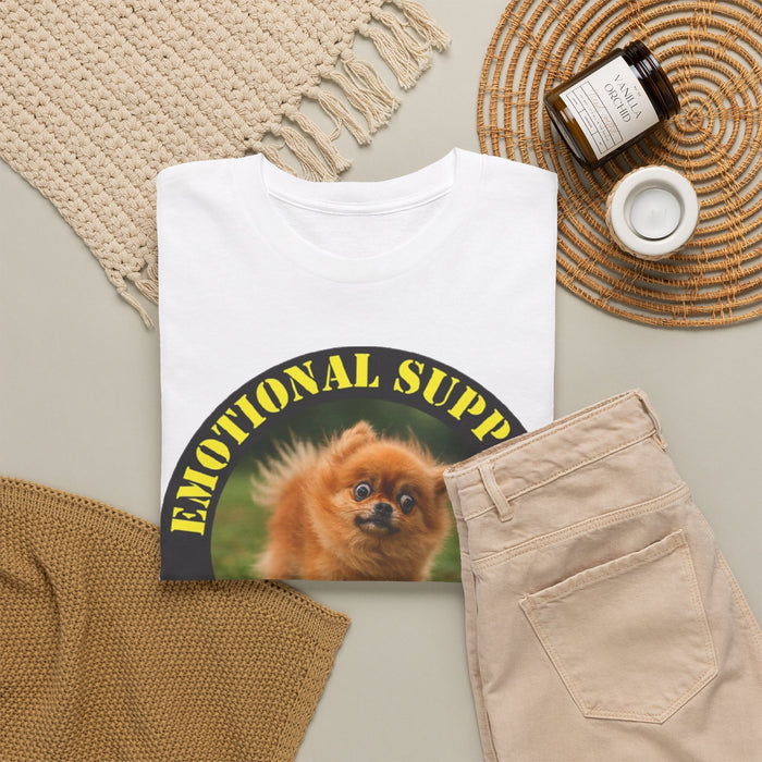 Emotional Support Human T‑Shirt — Cute Pomeranian Dog Graphic Tee