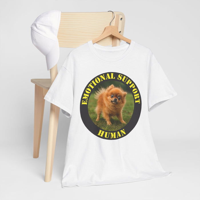 Emotional Support Human T‑Shirt — Cute Pomeranian Dog Graphic Tee