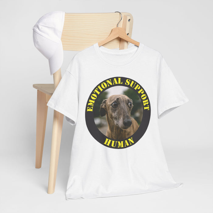 Emotional Support Human Tee — Cute Greyhound Photo Graphic Shirt
