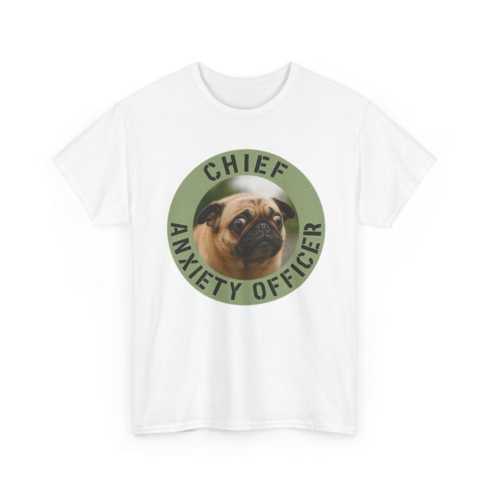 Chief Anxiety Officer Tee — Funny Pug Graphic T-Shirt