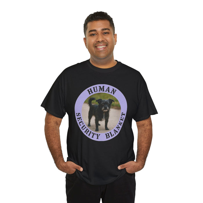 Human Security Blanket T-Shirt — Cute Black Dog Graphic Tee