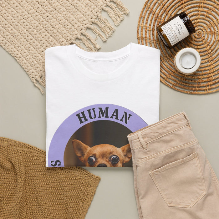 Human Security Blanket Tee — Cute Chihuahua Vintage Badge T‑Shirt