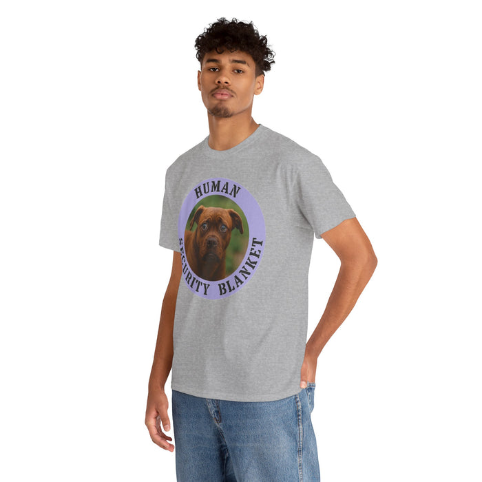 Pit Bull Dog “Human Security Blanket” T-Shirt — Cute Boxer Pup Graphic Tee