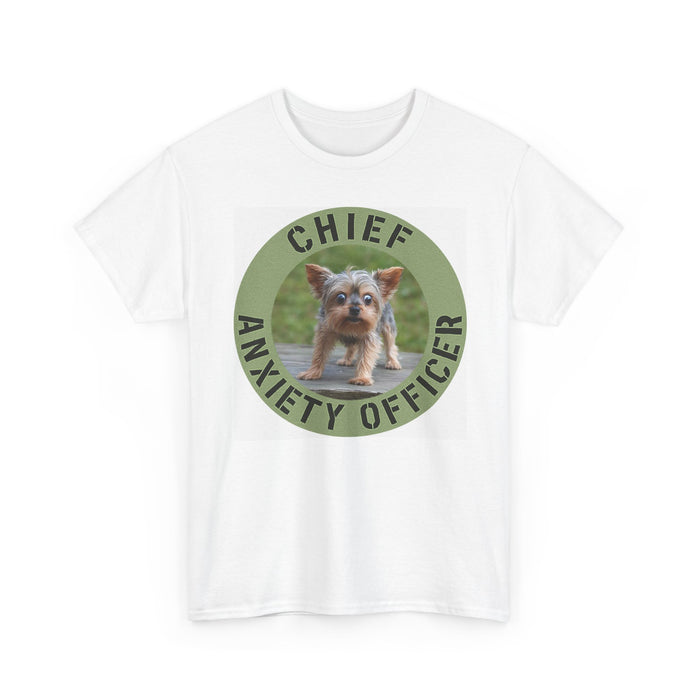 Yorkie Chief Anxiety Officer T-Shirt — Cute Nervous Dog Graphic Tee