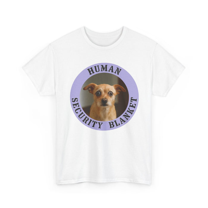 Human Security Blanket T-Shirt — Cute Dog Photo Graphic Tee