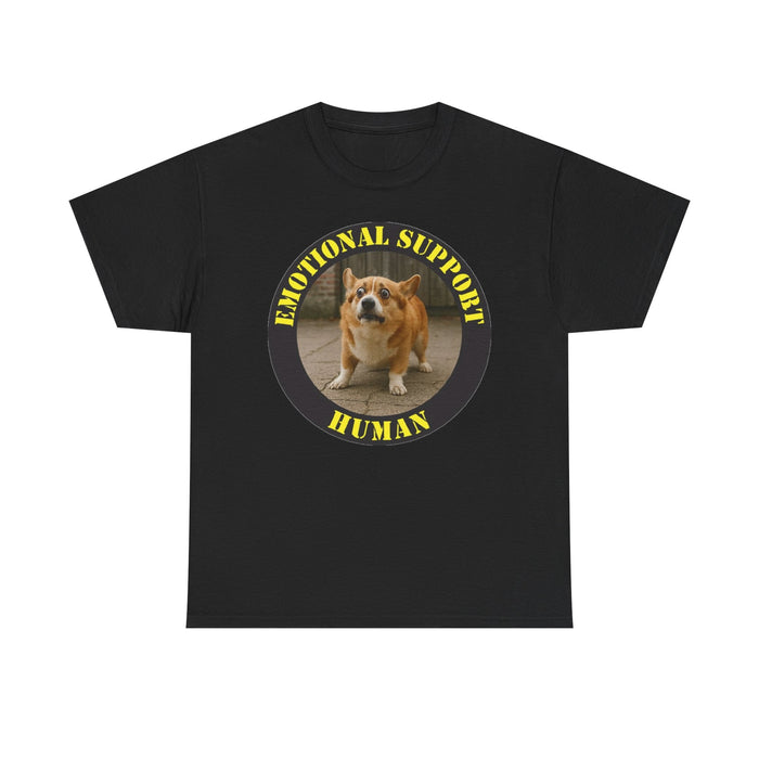 Emotional Support Human Tee — Funny Dog Circle Design