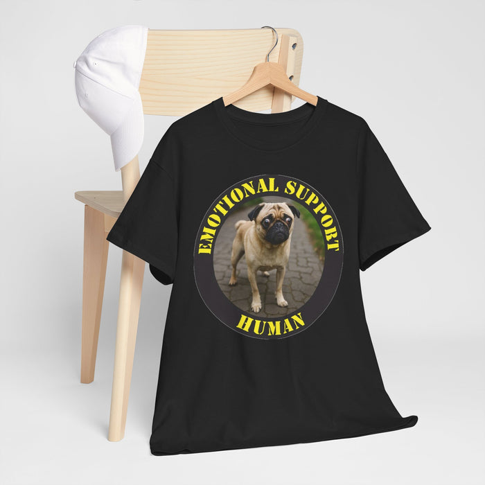 Emotional Support Human T‑Shirt — Funny Pug Pet Lover Tee