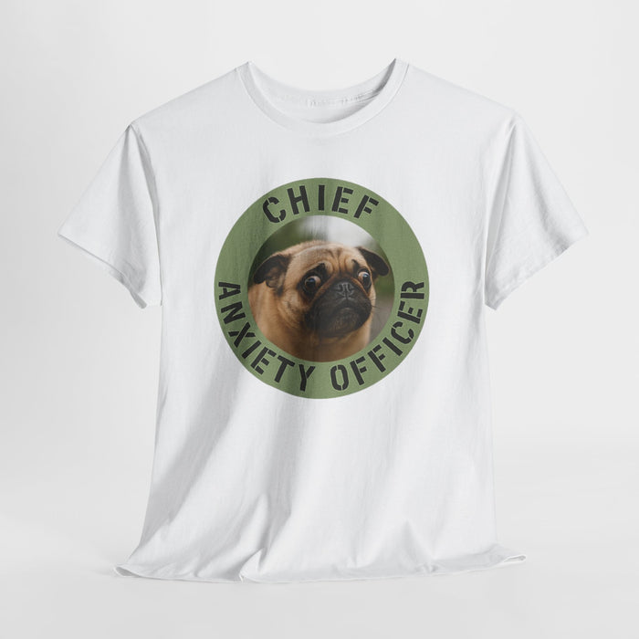 Chief Anxiety Officer Tee — Funny Pug Graphic T-Shirt