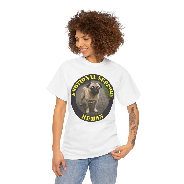 Emotional Support Human T‑Shirt — Funny Pug Pet Lover Tee