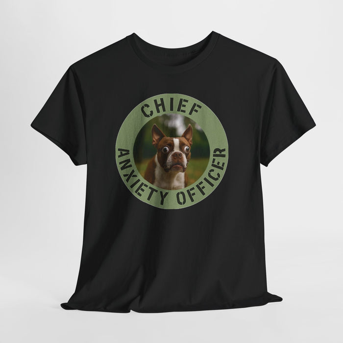 Chief Anxiety Officer Dog T-Shirt — Funny Boston Terrier Pet Tee