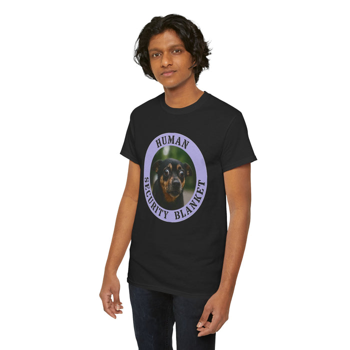 Human Security Blanket T-Shirt — Cute Dog Graphic Tee for Dog Lovers