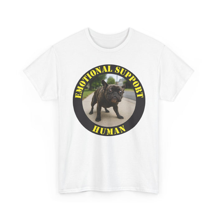 Emotional Support Human T‑Shirt – Funny Pet Rescue Tee with French Bulldog Photo