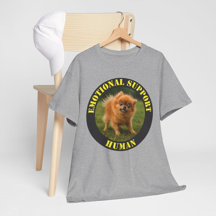 Emotional Support Human T‑Shirt — Cute Pomeranian Dog Graphic Tee