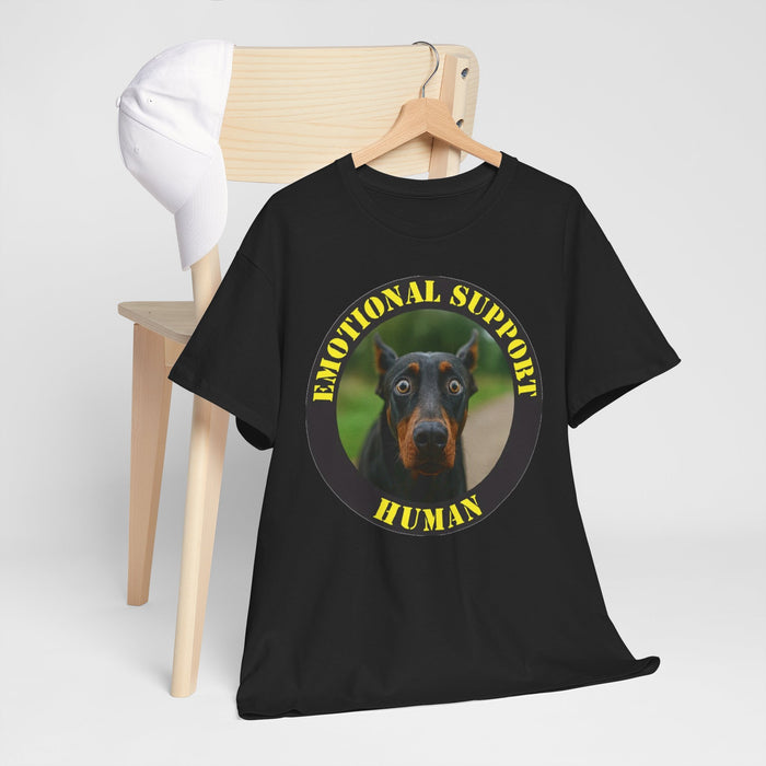 Emotional Support Human T‑Shirt — Doberman Pet Lover Tee