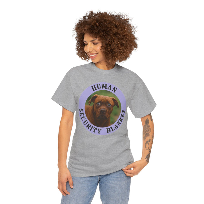Pit Bull Dog “Human Security Blanket” T-Shirt — Cute Boxer Pup Graphic Tee