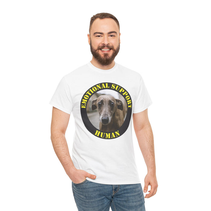 Emotional Support Human Tee — Funny Dog Portrait Shirt for Pet Lovers