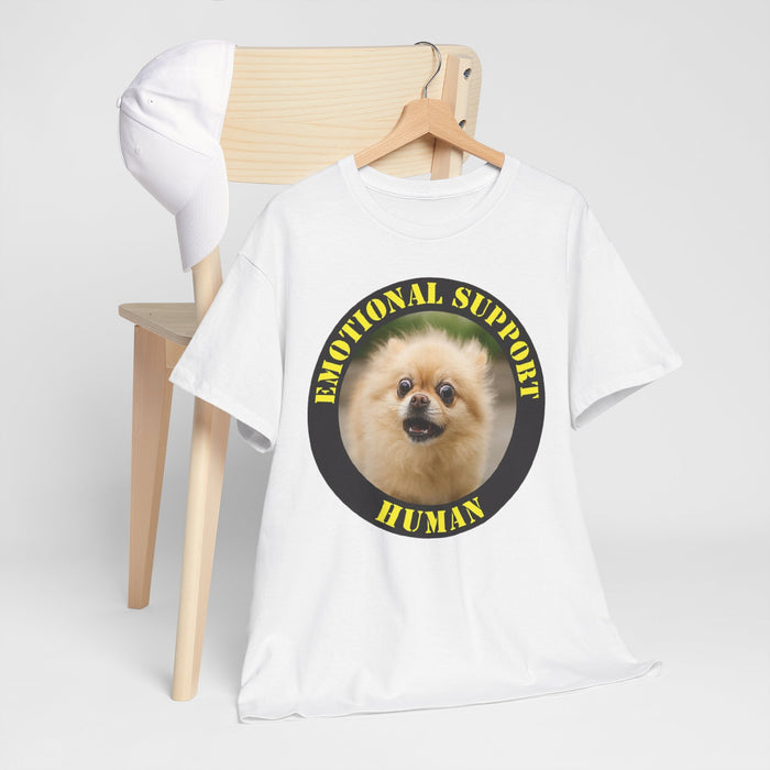 Emotional Support Human T‑Shirt — Cute Pomeranian Therapy Dog Tee