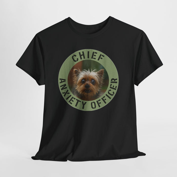 T-Shirt — Chief Anxiety Officer Funny Dog Tee (Yorkie)