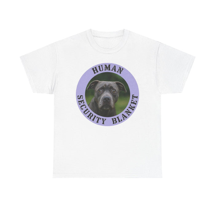 Pit Bull Human Security Blanket Dog Photo Tee — Funny Pet Lover T-Shirt