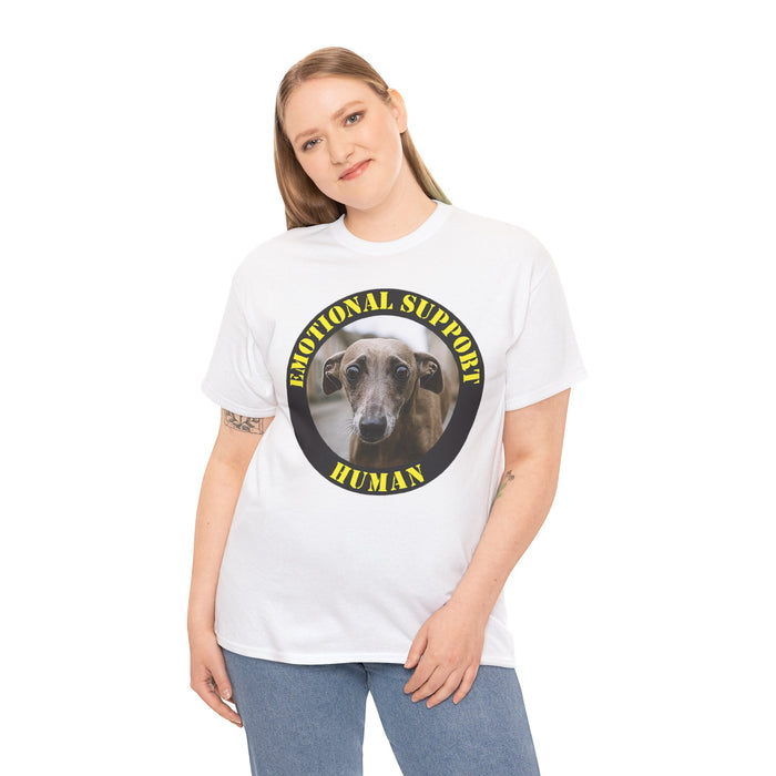 Emotional Support Human Tee — Funny Dog Portrait Shirt for Pet Lovers