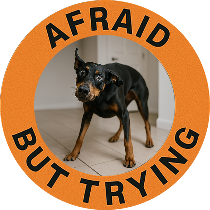 Afraid But Trying Dog T‑Shirt — Cute Anxious Pup Graphic Tee