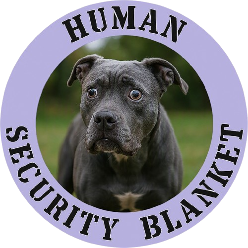 Pit Bull T-Shirt — "Human Security Blanket" Black Dog Photo Tee