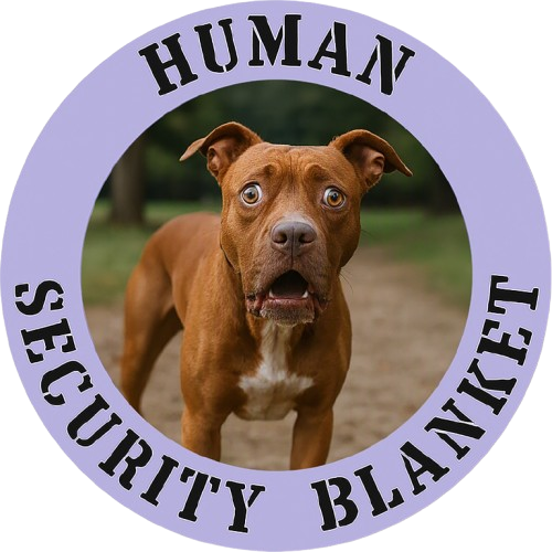 Pit Bull Human Security Blanket T-Shirt — Funny Dog Photo Tee for Dog Lovers